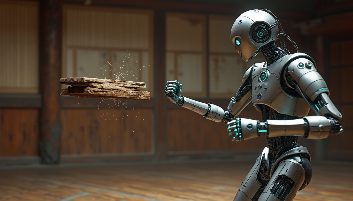 descubre un robot impresionante que derriba tablones con la habilidad y fuerza del legendario bruce lee. un espectáculo asombroso que combina la tecnología con el arte marcial. ¡no te lo pierdas!