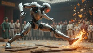 descubre el increíble robot que rompe tablones con la habilidad y precisión al estilo de bruce lee. ¡un espectáculo de fuerza y destreza que no te puedes perder!